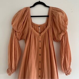 Free People 100% Cotton Peachy Long Sleeve Tunic Dress Womens XS